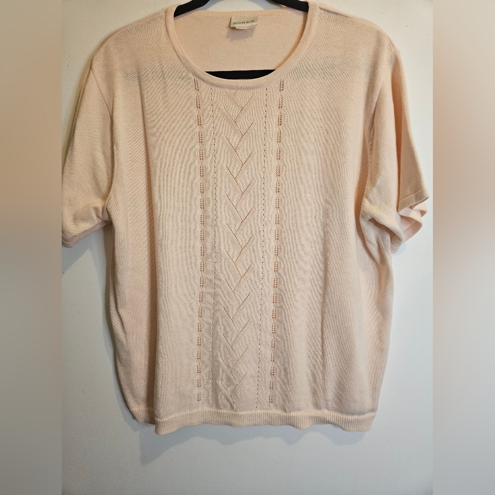 Koret Women's Pull Over Crew Neck Short Sleeve Sweater Size L #W-609
